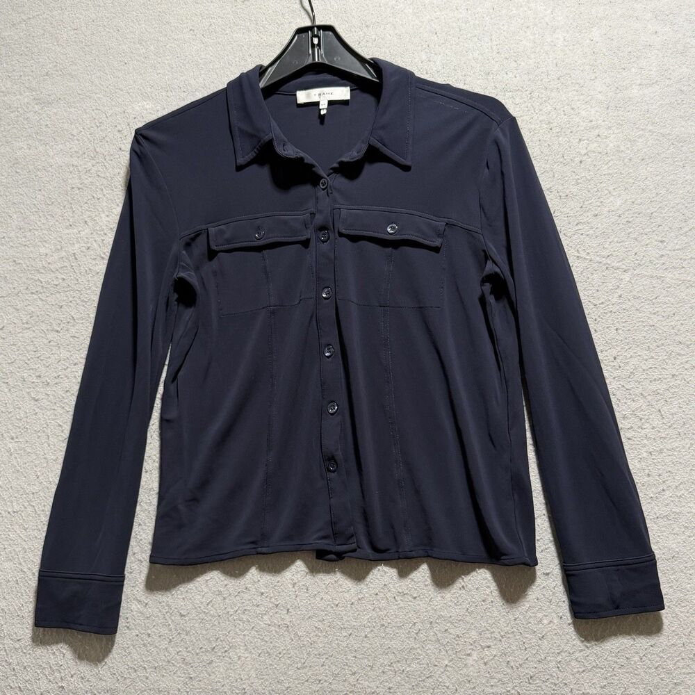 Frame Blouse Women’s Size S/P Navy Blue Long Sleeve Button Down Shirt